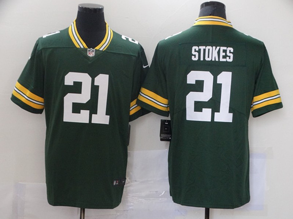 Men's Green Bay Packers #21 Eric Stokes Green NFL 2021 Draft Stitched Jersey